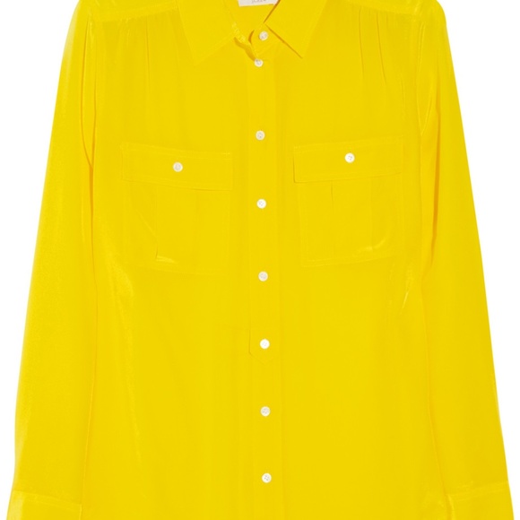J Crew Blythe Canary Yellow 100% Silk Blouse - Picture 2 of 6
